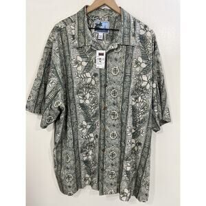 AFTCO Bluewater Hawaiian Camp Resort Button Up Floral Shirt 2X Aloha Retro 90s